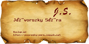 Jávorszky Sára névjegykártya